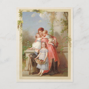 Carte Postale Mère et enfants Reproduction Vintage