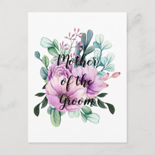 Carte Postale MÈRE Florale violette de la Mariage de GROOM