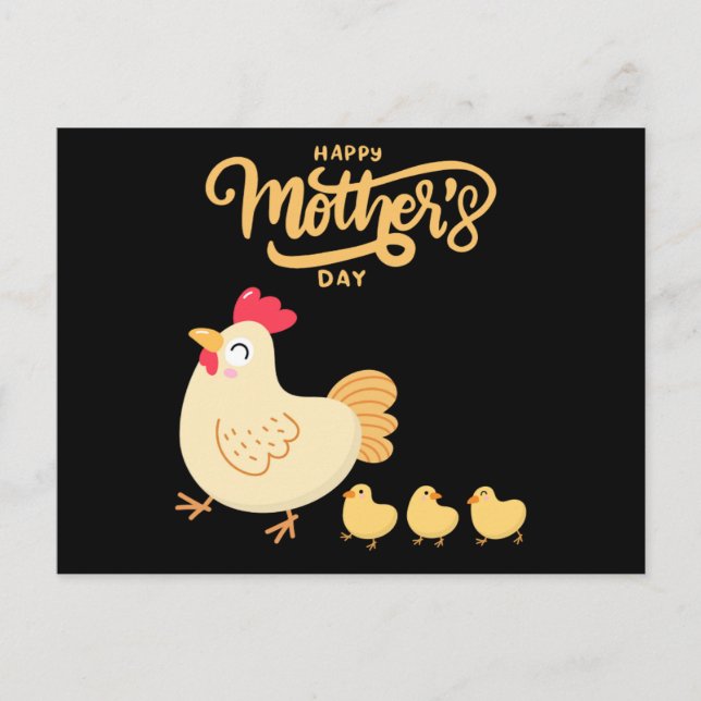 Carte Postale Mère Hen et ses enfants Dessinant la fête des mère (Devant)