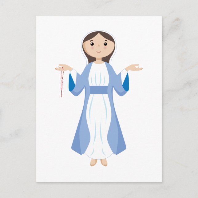 Carte Postale Mère Marie avec Rosaire (Devant)