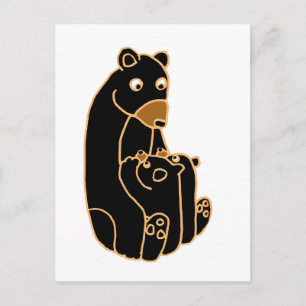 Carte Postale Mère Ours Noir avec Cubes