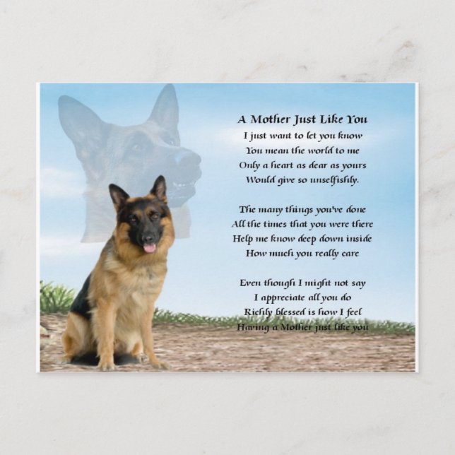 Carte Postale Mère poème - Chien berger allemand (Devant)