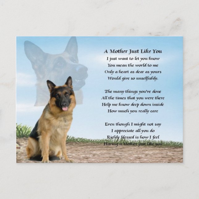 Carte Postale Mère poème - Chien berger allemand (Devant)