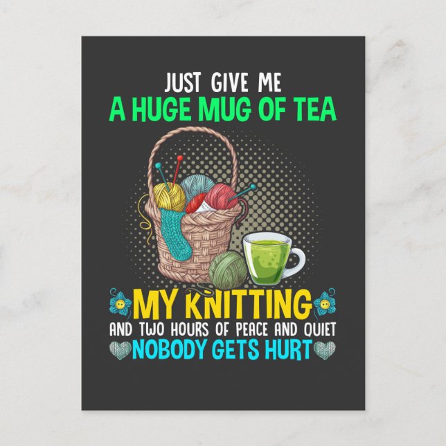 Carte Postale Mère Tricot amusant Travail de l'aiguille Tea Love (Devant)