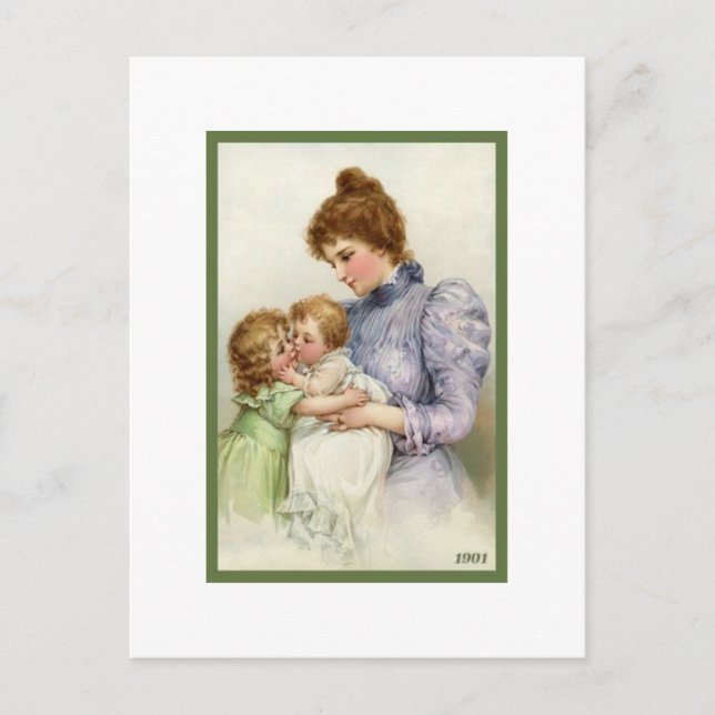 Carte Postale Mère vintage Avec Enfants (Devant)