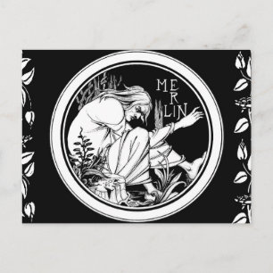 Carte Postale Merlin imaginaire Art Nouveau