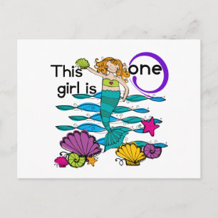 Carte Postale Mermaid 1er Anniversaire Tshirts et cadeaux