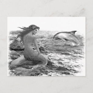 Carte Postale Mermaid et Dolphin