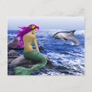 Carte Postale Mermaid et Dolphin