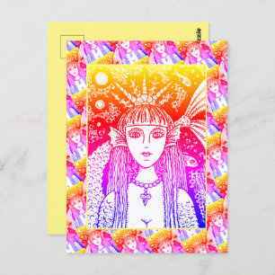 CARTE POSTALE MERMAID GOTHIQUE, SIREN DE MER NOIRE IMAGINAIRE WH