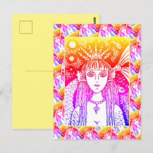 CARTE POSTALE MERMAID GOTHIQUE, SIREN DE MER NOIRE IMAGINAIRE WH