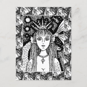 CARTE POSTALE MERMAID GOTHIQUE, SIREN DE MER NOIRE IMAGINAIRE WH