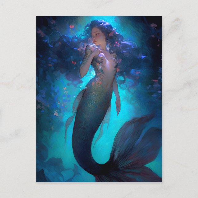 Carte Postale Mermaid Imaginaire Art (Devant)