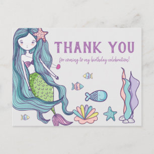 Carte Postale Mermaid Merci fête d'anniversaire