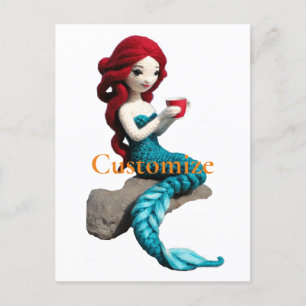 Carte Postale Mermaid Relaxant Avec Boisson Thunder_Cove