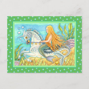 CARTE POSTALE MERMAID & SEA STALLION, UNICORN D'IMAGINAIRE WHIMS