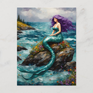 Carte Postale Mermaid with Purple Hair