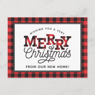 Carte Postale MERRY Christmas Buffalo Plaid Moving Faire-part