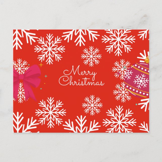 Carte Postale Merry Christmas Festive Snowflakes and Ornaments  (Devant)