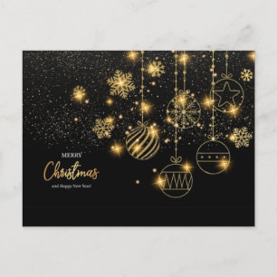 Carte Postale Merry Christmas  noir étoiles dorées