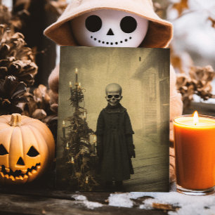 Carte Postale Merry Creepmas Éffrayant Skeleton gothique Vintage