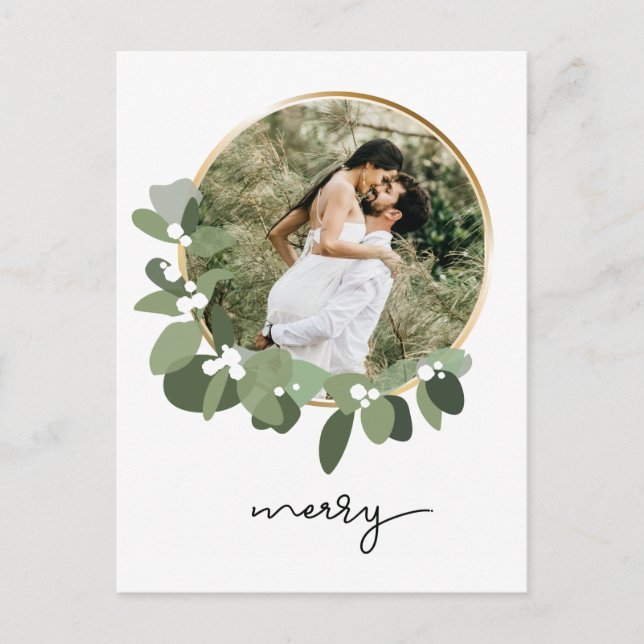 Carte Postale Merry Eucalyptus Wreath photo de Noël (Devant)
