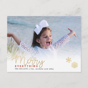 Carte postale Merry Everything Gold Photo Holiday
