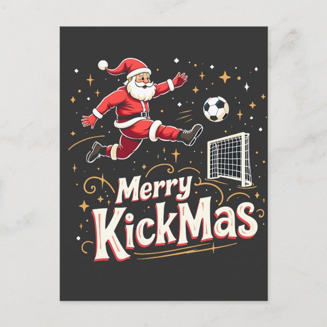 Carte Postale Merry Kickmas Funny Santa Claus Amateurs de footba (Devant)