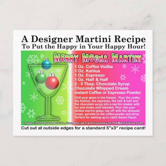 Carte postale Merry Mocha Christmas Martini Recett (Devant)