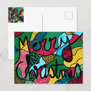 CARTE POSTALE MERRY NOËL NEUROGRAPHIQUE & NOIR LIGNE