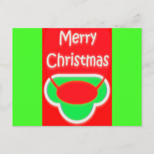 CARTE POSTALE MERRY NOËL ROUGE VERT TEXTÉ