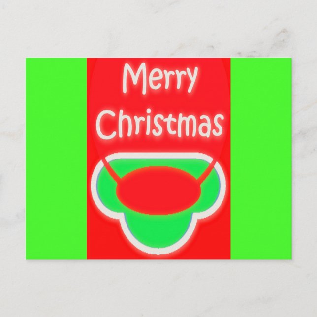 CARTE POSTALE MERRY NOËL ROUGE VERT TEXTÉ (Devant)