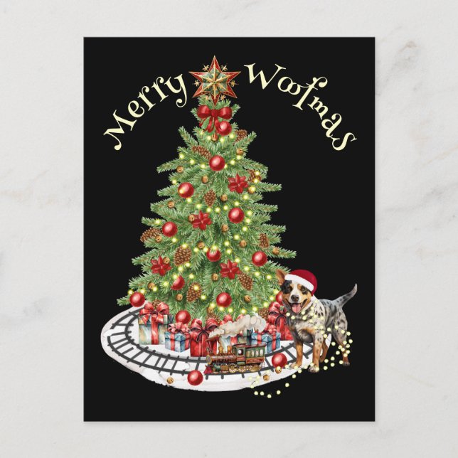 Carte Postale Merry Woofmas Chien Conception - Australian Cattle (Devant)