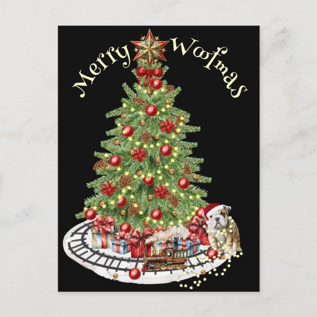 Carte Postale Merry Woofmas Chien Conception - Chien de taureau  (Devant)