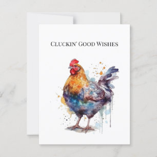 Carte Postale Merveille de la basse-cour : poule à l'aquarelle,