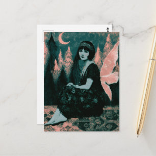 Carte Postale Merveilleuse fée vintage avec des ailes roses