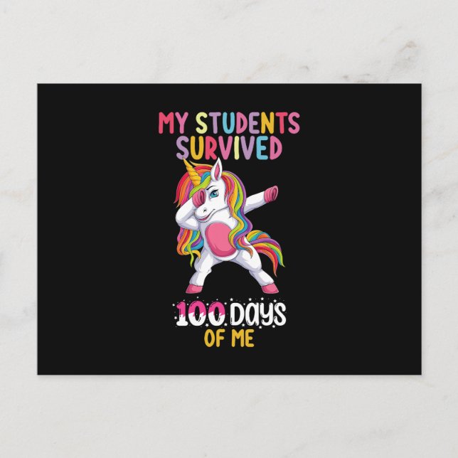 Carte Postale Mes élèves ont survécu 100 jours de moi Enseignant (Devant)