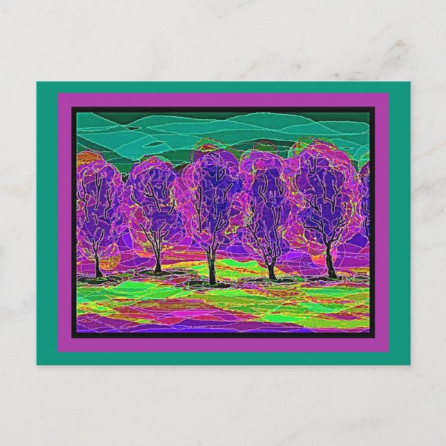 Carte Postale Mes propres arbres violets d'art informatique (Devant)