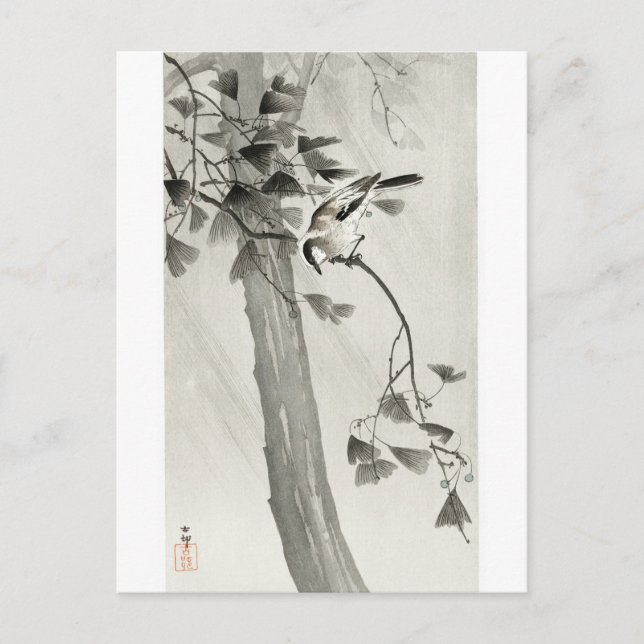 Carte Postale Mésange à longue queue dans la tempête - Ohara Kos (Devant)