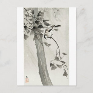 Carte Postale Mésange à queue longue en orage - Ohara Koson - Pl