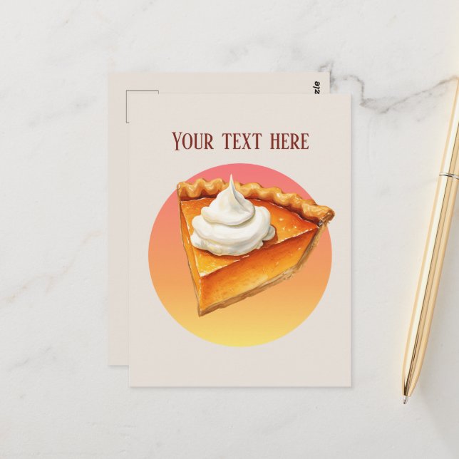Carte Postale Message d'ajout de tarte citrouille mignon (Devant/Arrière en situation)