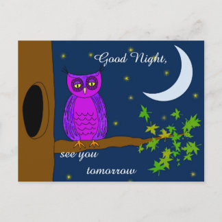Carte postale Message de Bonne Chouette de nuit