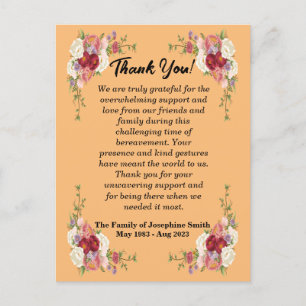 Carte Postale Message De Condolence Pour Un Simple Merci Funérai