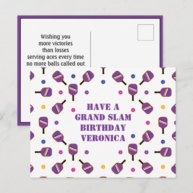 Carte Postale Message de grand chelem d'anniversaire de Pickleba (Devant / Derrière)
