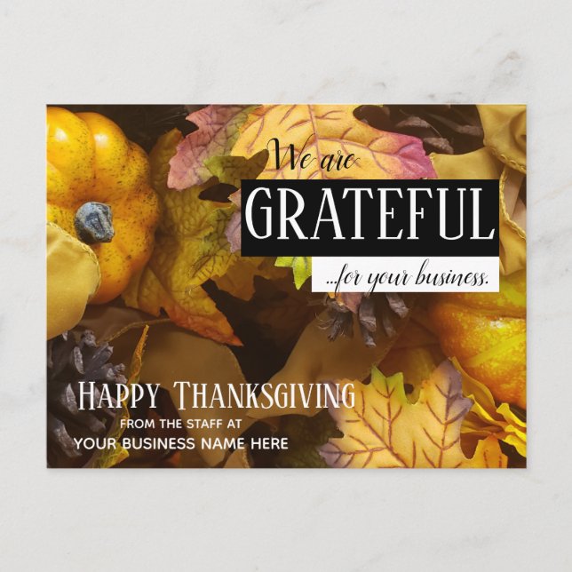 Carte Postale Message de remerciement personnalisé pour Thanksgi (Devant)