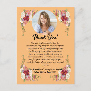 Carte Postale Message de remerciement pour condoléances après de