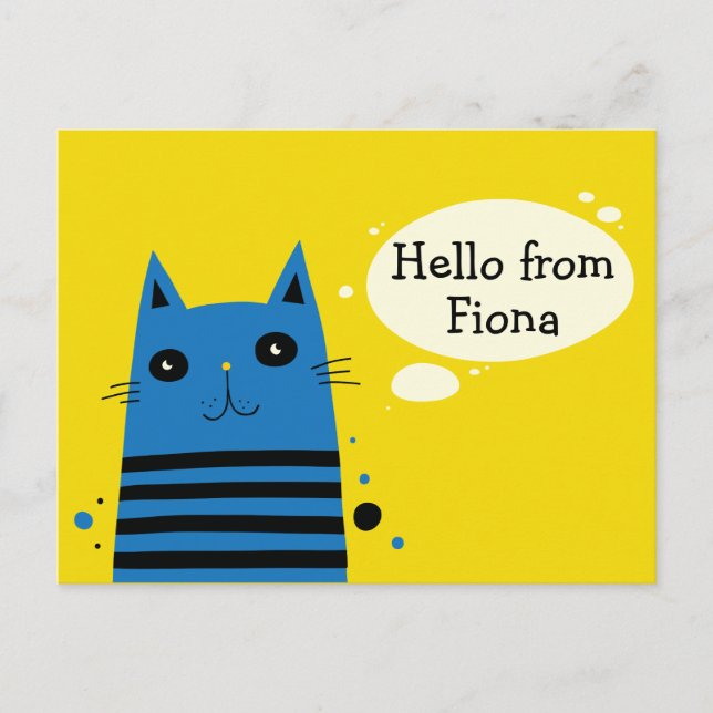 Carte Postale Message personnalisé de chat de dessin mignon (Devant)