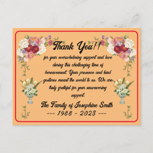 Carte Postale Message Simple De Remerciement Funéraire Pour Cond
