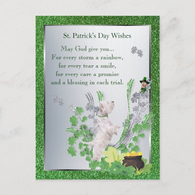 Carte Postale Message spirituel Westie Puppy 2 Jour de la St Pat (Devant)