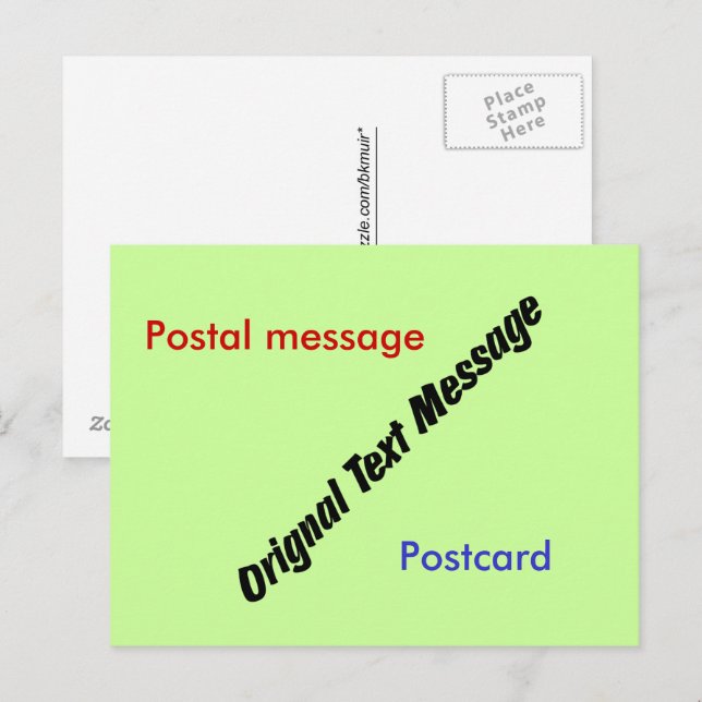 Carte postale - Message texte original (Devant / Derrière)